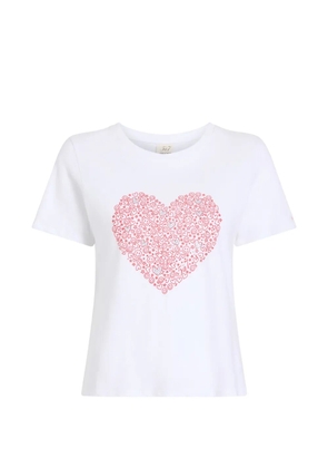 Cinq A Sept rhinestone-embellished heart-print T-shirt - White