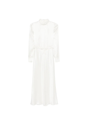 Alessandra Rich high-neck ruffled silk midi dress - White