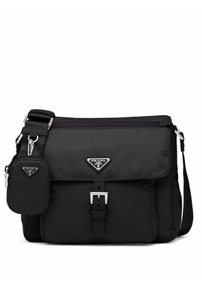 Prada Re-Nylon triangle logo-plaque shoulder bag - Black