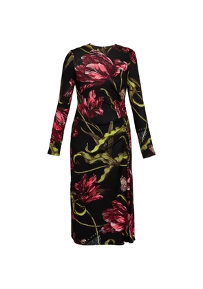 ERDEM long-sleeve draped midi dress - Black