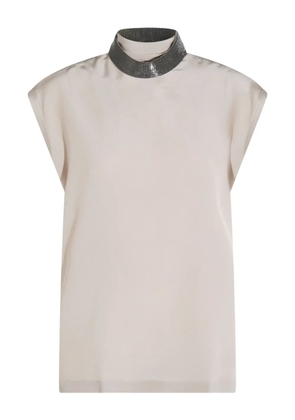 Brunello Cucinelli embellished high-neck top - Neutrals