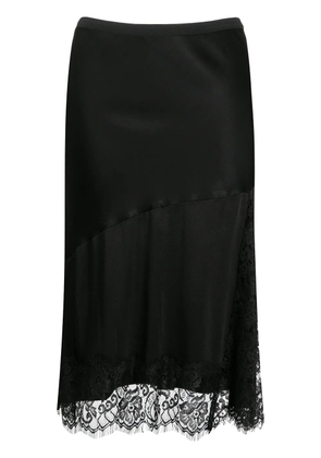 Gold Hawk lace-godet satin skirt - Black