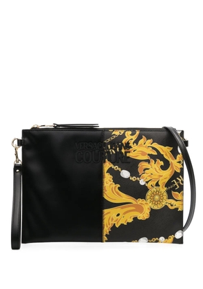 Versace Jeans Couture Barocco-print logo-plaque clutch bag - Black