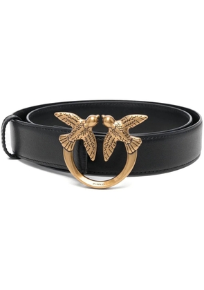 PINKO Love Berry logo-plaque leather belt - Black