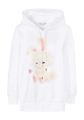 Stella McCartney rabbit-print ribbed hoodie - White