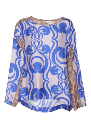Dries Van Noten Pre-Owned printed silk blouse - Blue