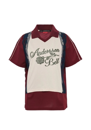 Andersson Bell lace-trim polo-collar T-shirt - Red