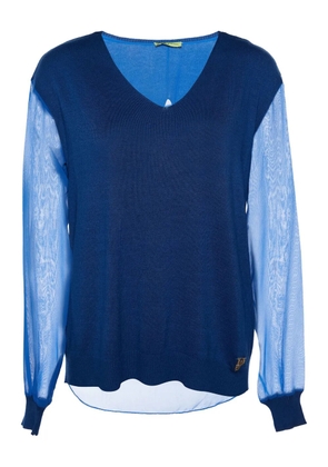 Versace Pre-Owned sheer-sleeve sweater - Blue
