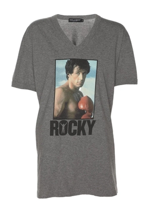 Dolce & Gabbana Pre-Owned V-neck graphic-print T-shirt - Grey