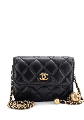 CHANEL Pre-Owned Pearl Crush Flap Clutch with Chain Quilted Lambskin Mini crossbody bag - Black