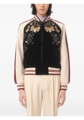 Valentino Garavani embroidered velour bomber jacket - Black