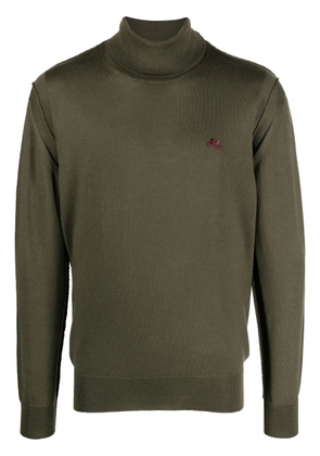 ETRO logo-embroidered roll-neck jumper - Green