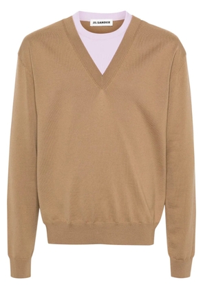 Jil Sander layered V-neck jumper - Brown
