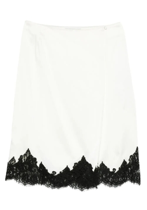 Stella McCartney lace-trim satin midi skirt - Neutrals