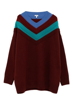 LOEWE V-neck striped sweater - Red