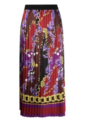 Versace Jeans Couture chain-print plissé midi skirt - Red