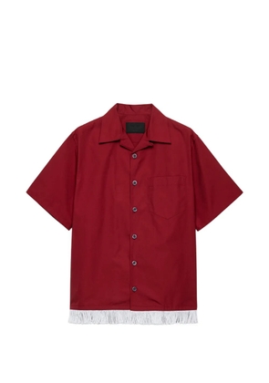 Prada cotton blend fringed bowling shirt - Red