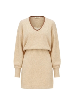 Alexis Colby V-neck long-sleeved mini dress - Neutrals