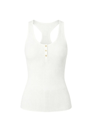 Elisabetta Franchi ribbed snap-button top - White
