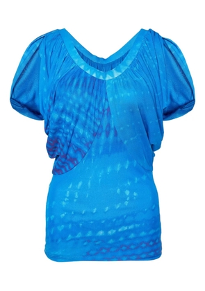 Roberto Cavalli Vintage puff-sleeve wave-print top - Blue
