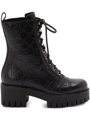 Gucci GG-monogram lace-up boots - Black