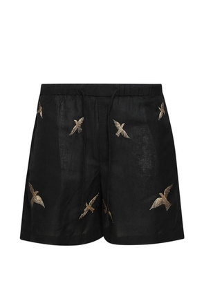 Baziszt Columbus embroidered drawstring shorts - Black