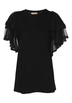 TWINSET ruffled cotton top - Black