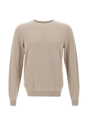 Sun68 crew neck logo-embroidered sweater - Neutrals