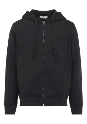 ETRO zip-up pouch-pockets cotton hoodie - Black