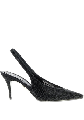 René Caovilla 80mm Jinny crystal-appliqué slingback pumps - Black