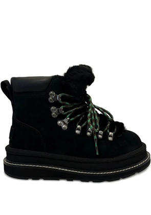 UGG fur-trim lace-up boots - Black