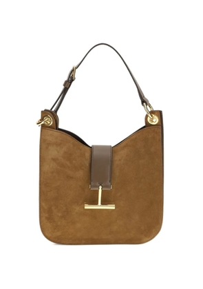 TOM FORD buckle smooth calf suede shoulder bag - Brown