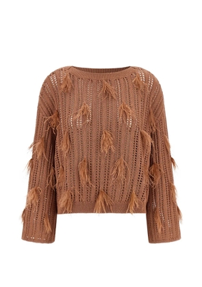 TWINSET perforated cotton sweater - Brown