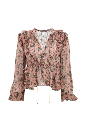 Veronica Beard floral-print ruffled blouse - Pink