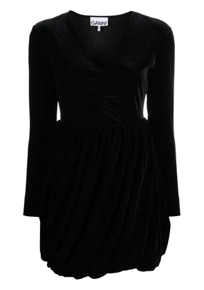 GANNI velvet ruched minidress - Black
