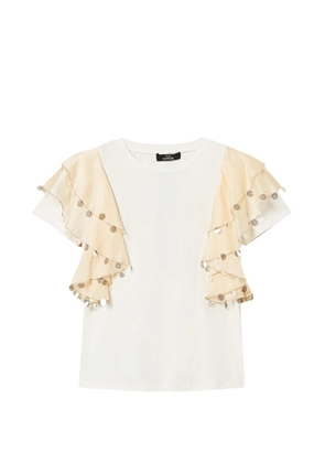 TWINSET ruffled embellished T-shirt - White