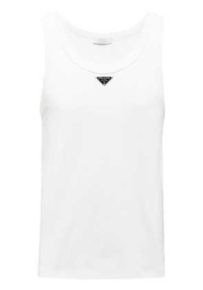 Prada triangle-logo cotton tank top - White