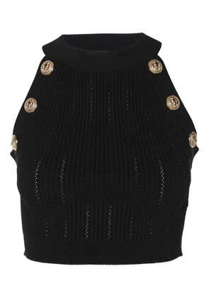 Balmain Pre-Owned ribbed button top - Black