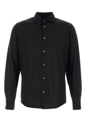 Fedeli wool long-sleeve shirt - Black