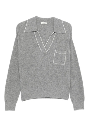 SANDRO polo-collar patch-pocket jumper - Grey
