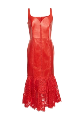 Alexander McQueen Pre-Owned 2024 leather lace midi dress - Red