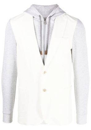 Eleventy layered zip-up waistcoat hoodie - White