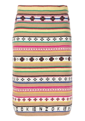 Kenzo intarsia-knit high-waisted skirt - Neutrals
