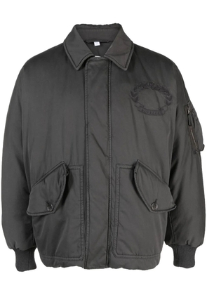 Burberry embroidered-logo bomber jacket - Grey