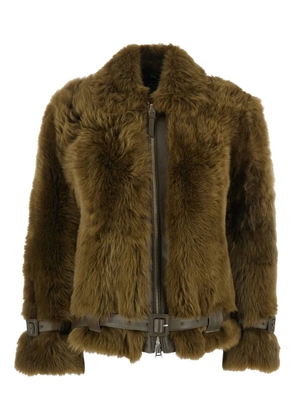 TOM FORD shearling belted jacket - Green