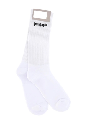 Palm Angels logo-embroidered ribbed socks - White