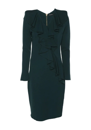 Balmain Pre-Owned ruffle long-sleeved dress - Green