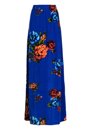VETEMENTS floral-print velvet maxi skirt - Blue