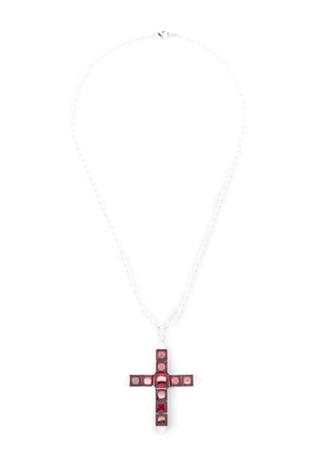 DARKAI cross-pendant pearl necklace - White