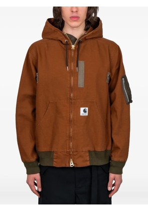sacai x Carhartt WIP Washed Duck hooded jacket - Brown